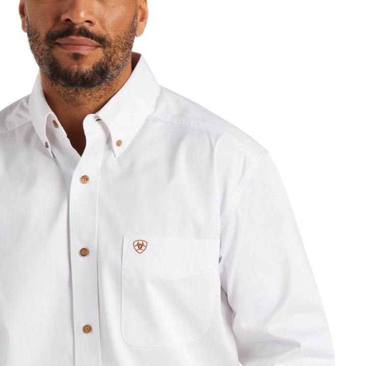 Ariat Solid Twill Klassische Fit Shirt Weiß | dq73ufZc