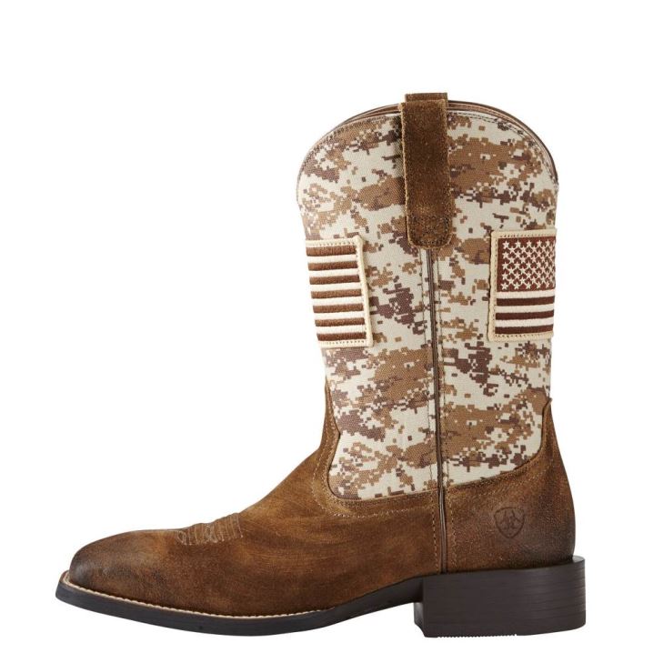 Ariat Sport Patriot Western Boot Antique Mocha Suede | w4HIq74a