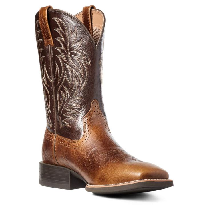 Ariat Sport Weite Square Kappe Western Boot Braun | arfheENM