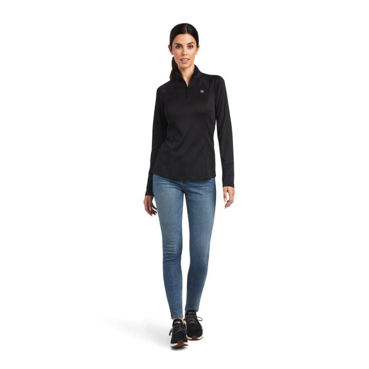 Ariat Sunstopper 2.0 1/4 Zip Baselayer Schwarz | 4nUsYFEH