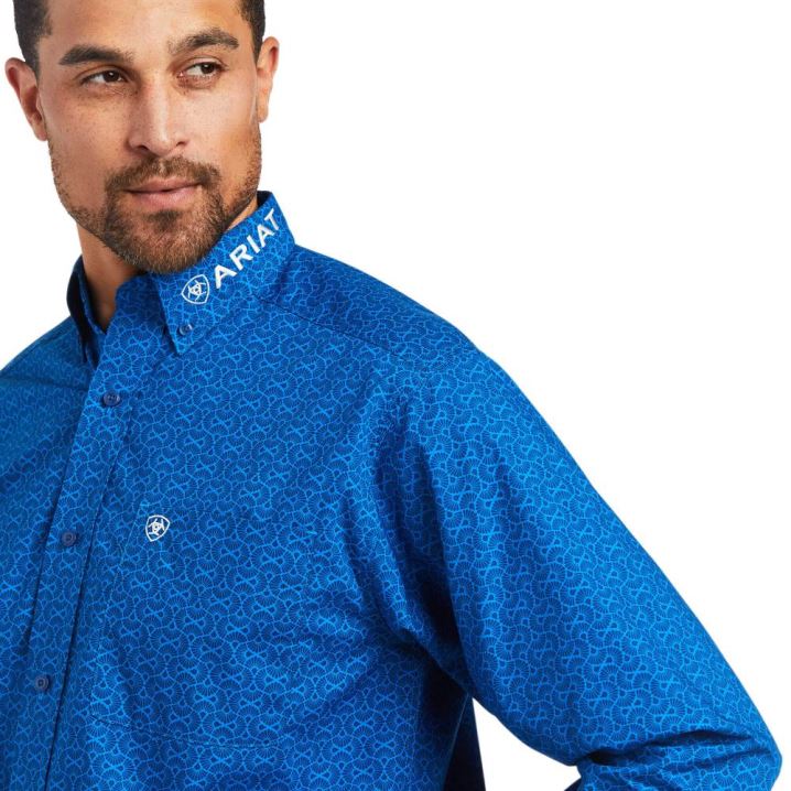 Ariat Team Bushwick Klassische Fit Shirt Blau | EcXCWtof