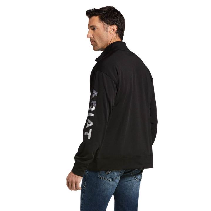 Ariat Team Logo 1/4 Zip Sweatshirt Schwarz | UoMCjO6c