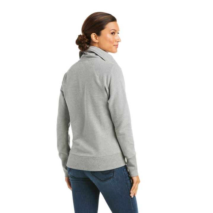 Ariat Team Logo Full Zip Sweatshirt Grau | SELWhahP