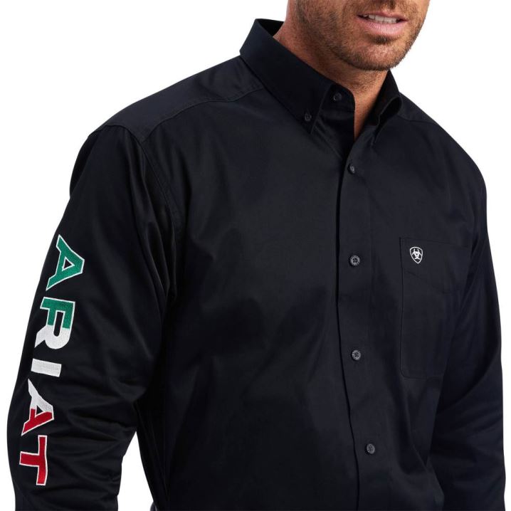 Ariat Team Logo Twill Klassische Fit Shirt Schwarz | IHCDlp2R