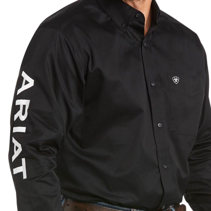 Ariat Team Logo Twill Klassische Fit Shirt Schwarz Weiß | LGESUYTu