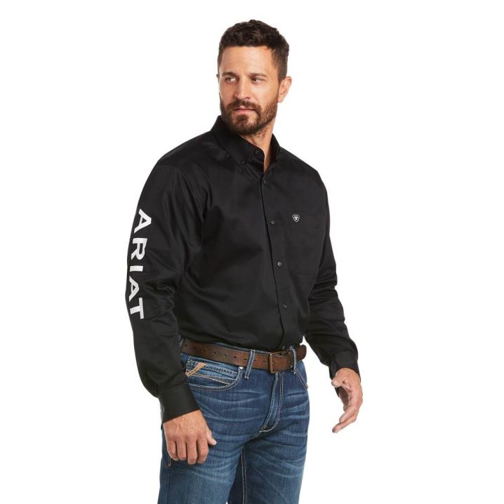 Ariat Team Logo Twill Klassische Fit Shirt Schwarz Weiß | LGESUYTu