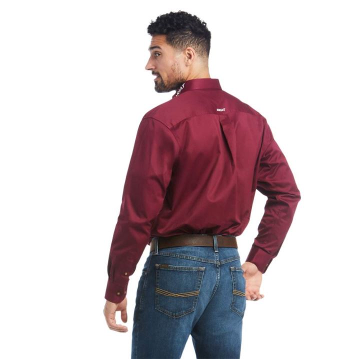 Ariat Team Logo Twill Klassische Fit Shirt Bordeaux | MTr0t46n