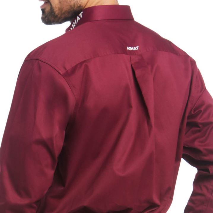 Ariat Team Logo Twill Klassische Fit Shirt Bordeaux | MTr0t46n