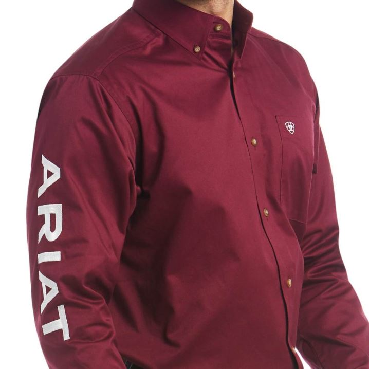 Ariat Team Logo Twill Klassische Fit Shirt Bordeaux | MTr0t46n