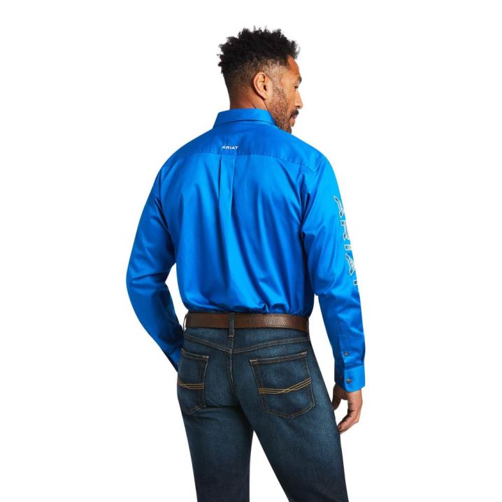 Ariat Team Logo Twill Klassische Fit Shirt Blau | MiHkBoxC