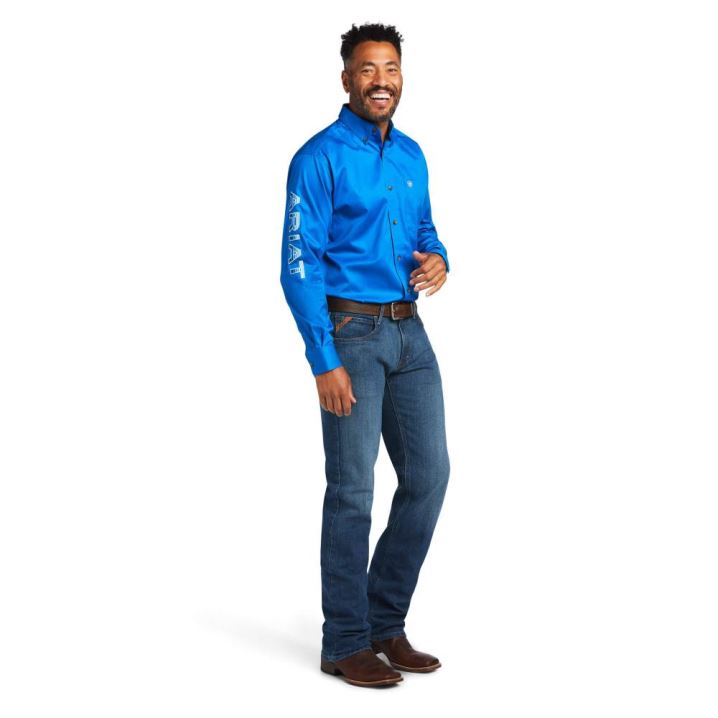 Ariat Team Logo Twill Klassische Fit Shirt Blau | MiHkBoxC