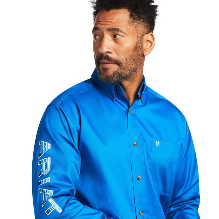 Ariat Team Logo Twill Klassische Fit Shirt Blau | MiHkBoxC