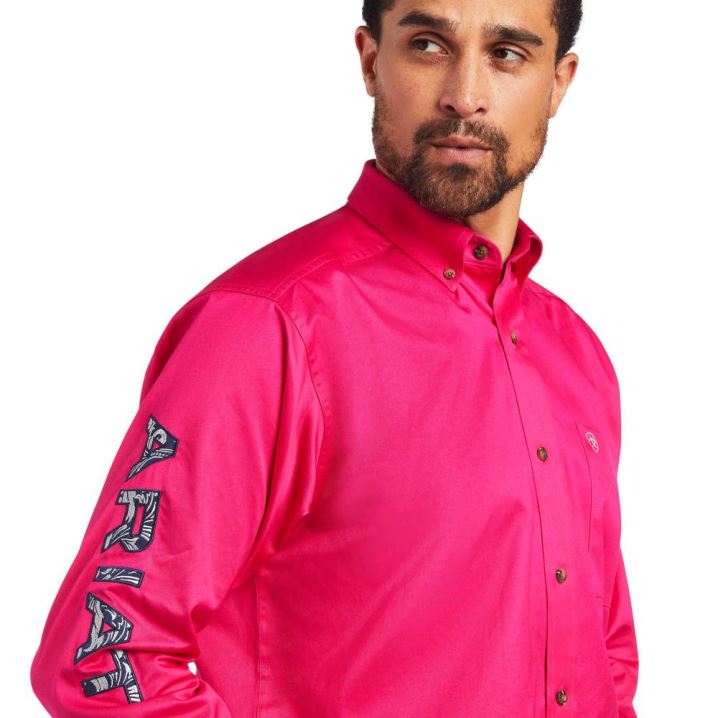 Ariat Team Logo Twill Klassische Fit Shirt Rosa | uVgDdsb9