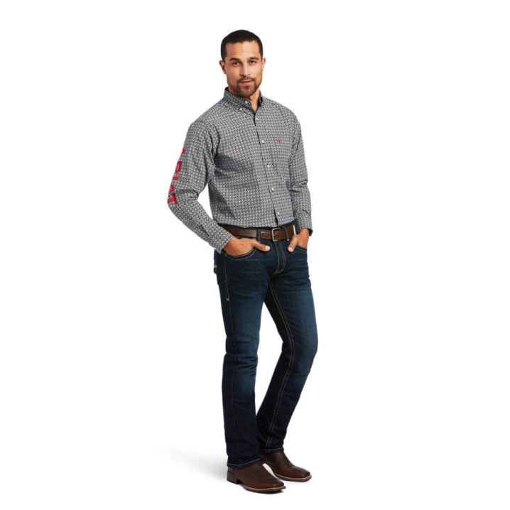 Ariat Team Russ Fitted Shirt Schwarz | S6zQnhpe