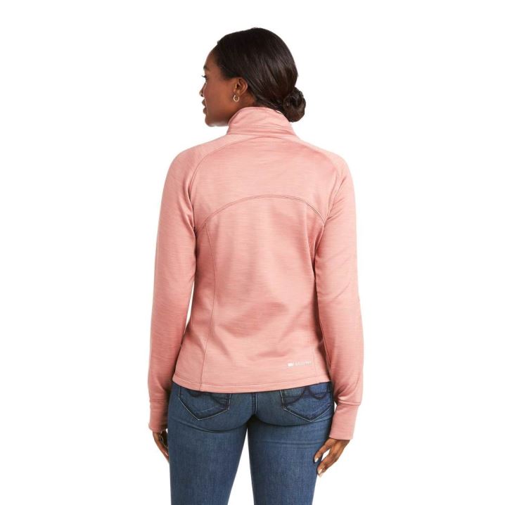 Ariat Tek Team 1/2 Zip Sweatshirt Grau Rosa | eSDQQwVv