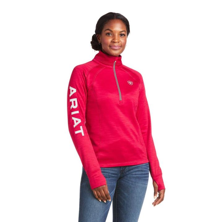 Ariat Tek Team 1/2 Zip Sweatshirt Rot | dsNjKgb1