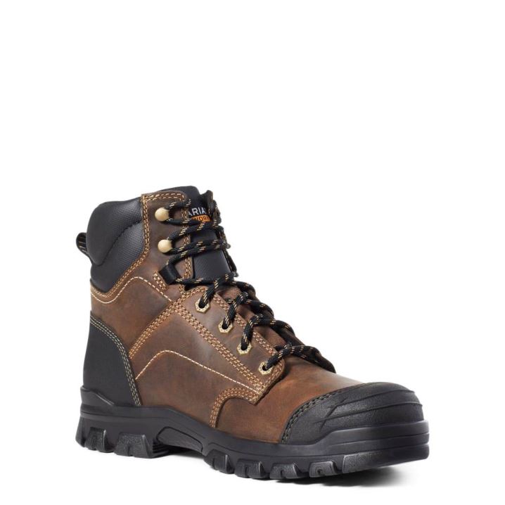 Ariat Treadfast 6" Steel Kappe Arbeits Boot Braun | UZG4WVIU