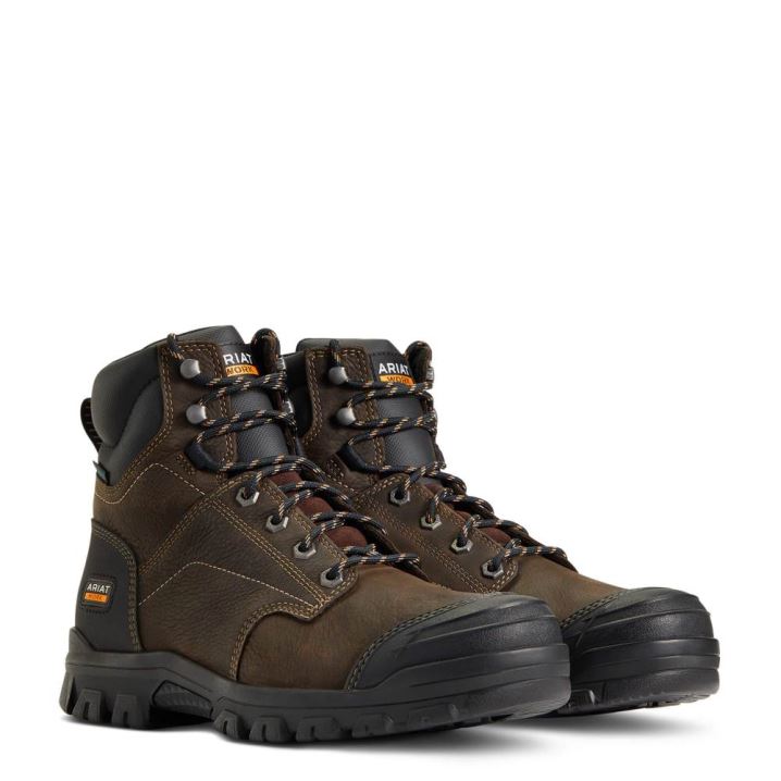 Ariat Treadfast 6" Wasserdichte Arbeits Boot Dunkelbraun | XDBJbYRD