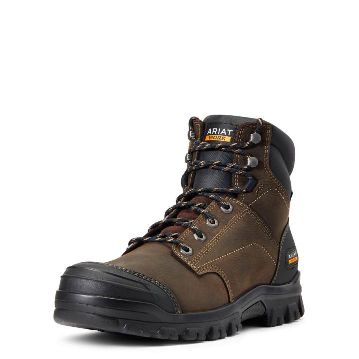 Ariat Treadfast 6" Wasserdichte Arbeits Boot Dunkelbraun | XDBJbYRD