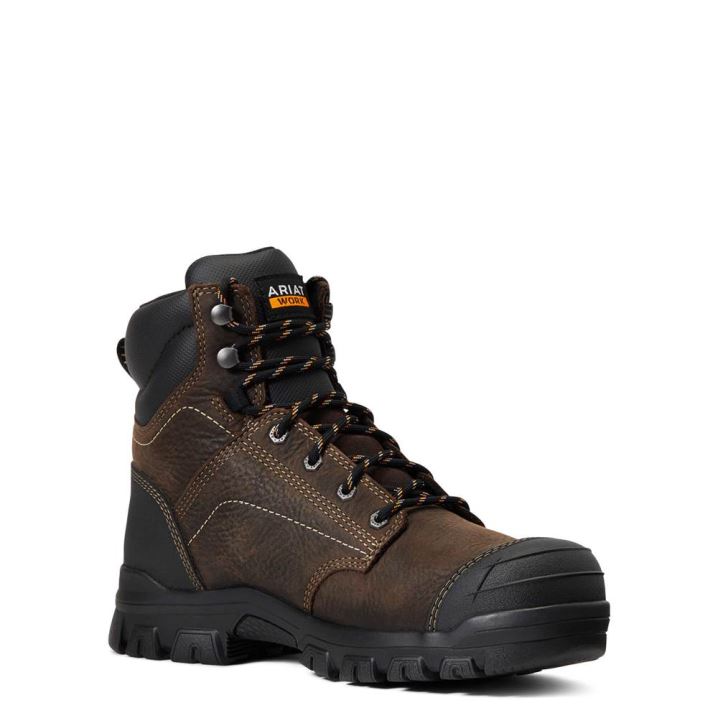 Ariat Treadfast 6" Wasserdichte Steel Kappe Arbeits Boot Dunkelbraun | IGAmqmiO