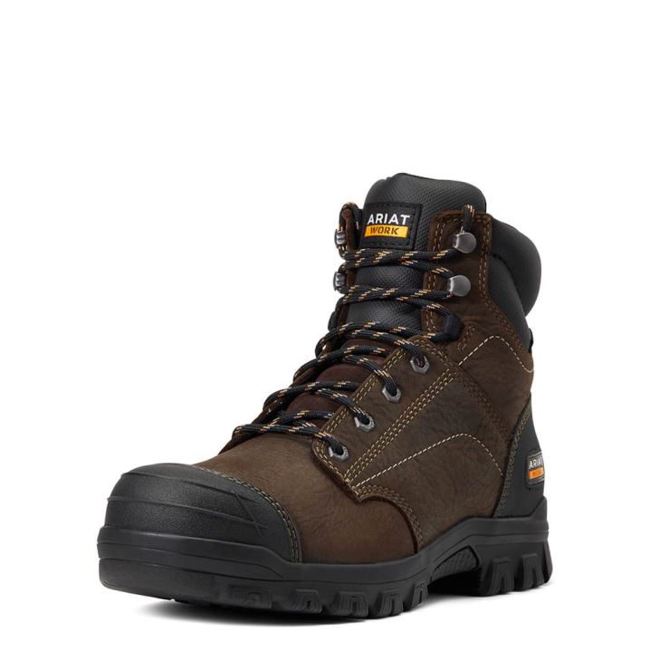 Ariat Treadfast 6" Wasserdichte Steel Kappe Arbeits Boot Dunkelbraun | IGAmqmiO