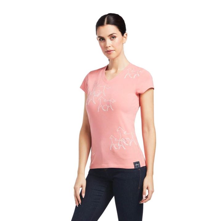 Ariat Trot Line T-Shirt Peach Blossom | NsSaH5Qg