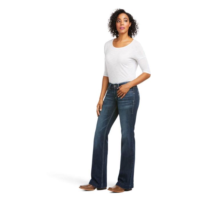 Ariat Trouser Mid Rise Melanie Weite Leg Jean Burbank | XAN0uRLJ