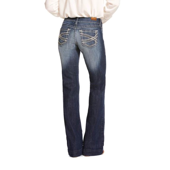 Ariat Trouser Mid Rise Stretch Entwined Weite Leg Jean Marine | s5R5h0Lx