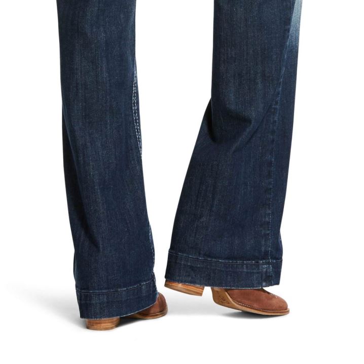 Ariat Trouser Mid Rise Stretch Entwined Weite Leg Jean Marine | s5R5h0Lx