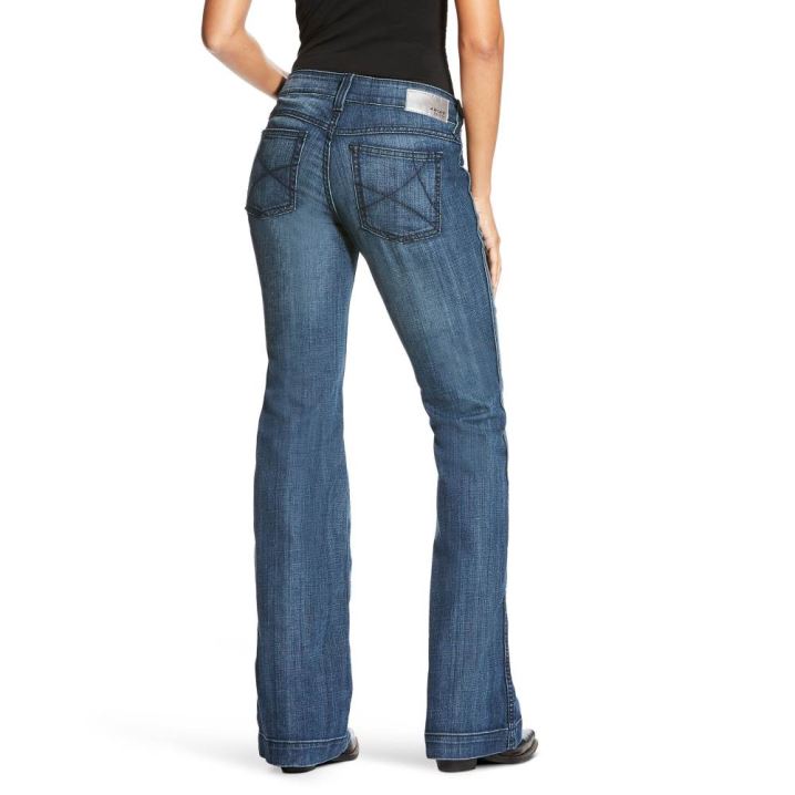 Ariat Trouser Mid Rise Stretch Outseam Ella Weite Leg Jean Blau | YY2VAocU