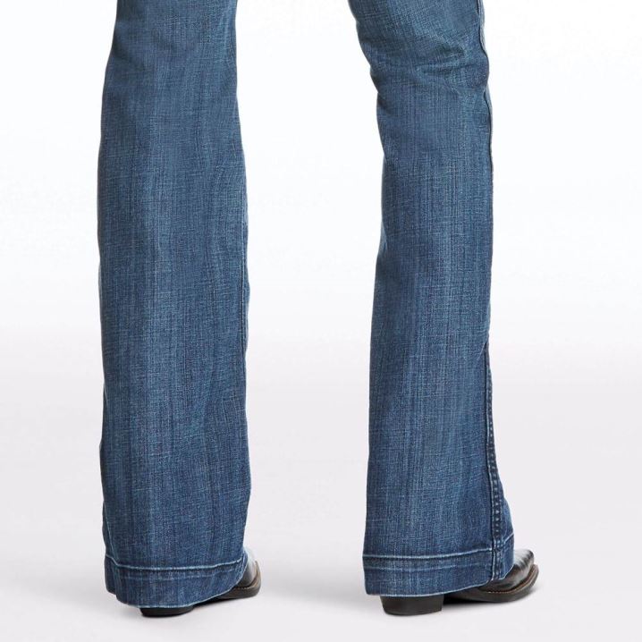 Ariat Trouser Mid Rise Stretch Outseam Ella Weite Leg Jean Blau | YY2VAocU