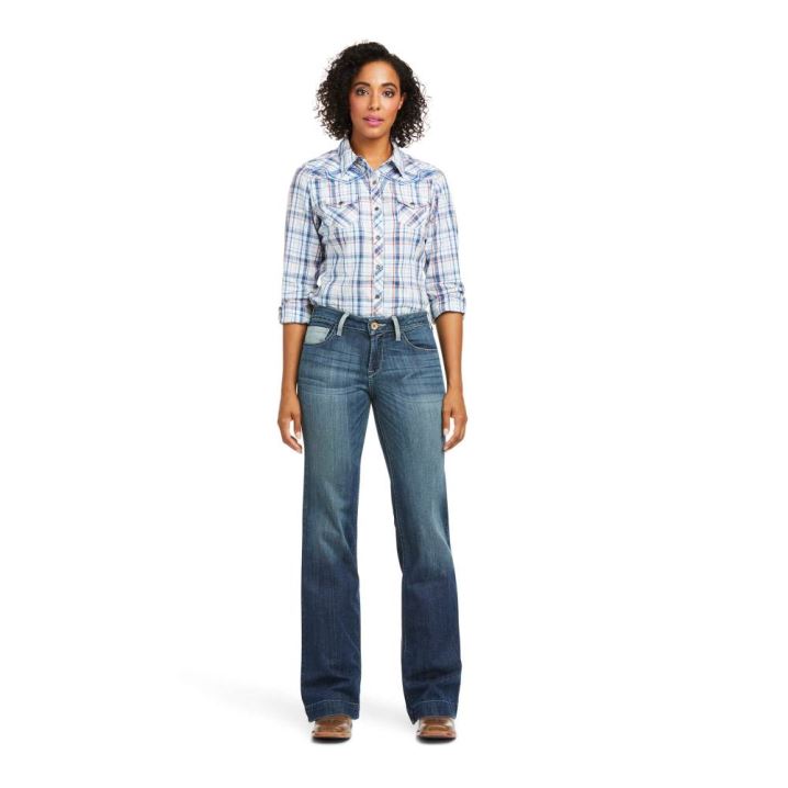 Ariat Trouser Perfect Rise Angela Weite Leg Jean Blau | izDxjbmi