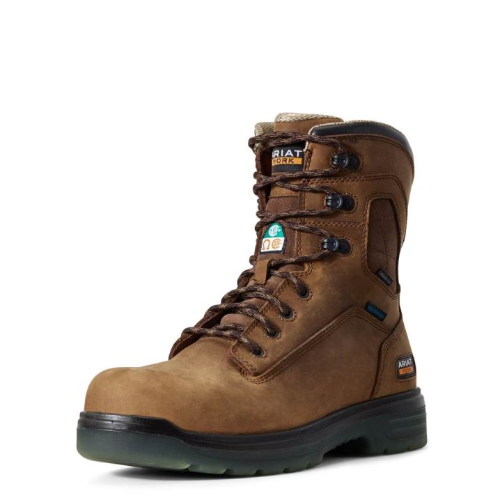 Ariat Turbo 8" CSA Wasserdichte Carbon Kappe Arbeits Boot Aged Bark | xLyPzrie