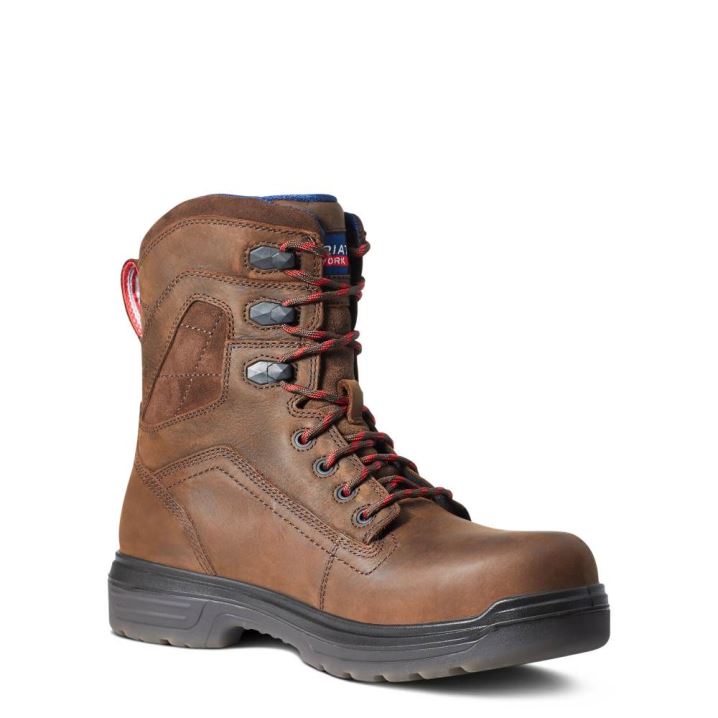 Ariat Turbo 8" USA Assembled Wasserdichte Carbon Kappe Arbeits Boot Braun | Mwei4N4Q