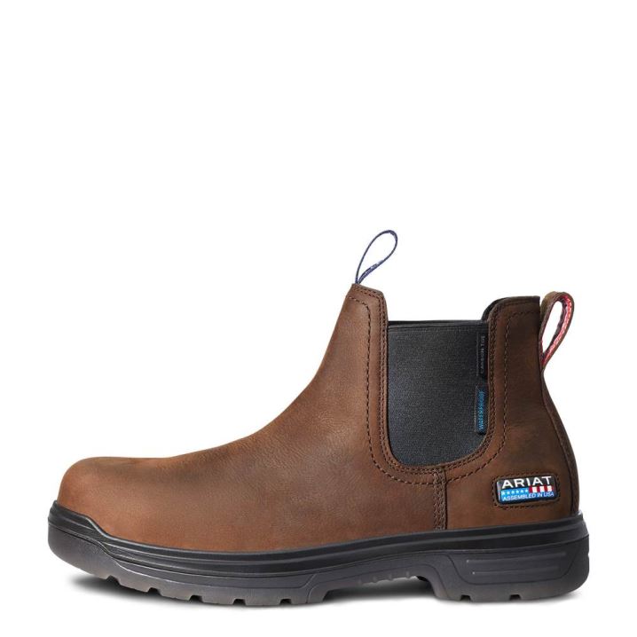 Ariat Turbo Chelsea USA Assembled Wasserdichte Carbon Kappe Arbeits Boot Braun | bc85YxrX