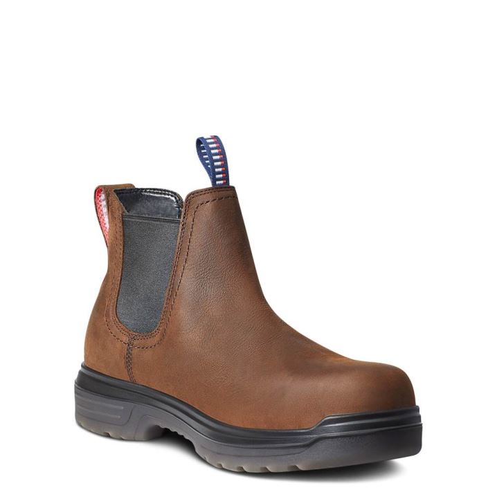 Ariat Turbo Chelsea USA Assembled Wasserdichte Carbon Kappe Arbeits Boot Braun | bc85YxrX