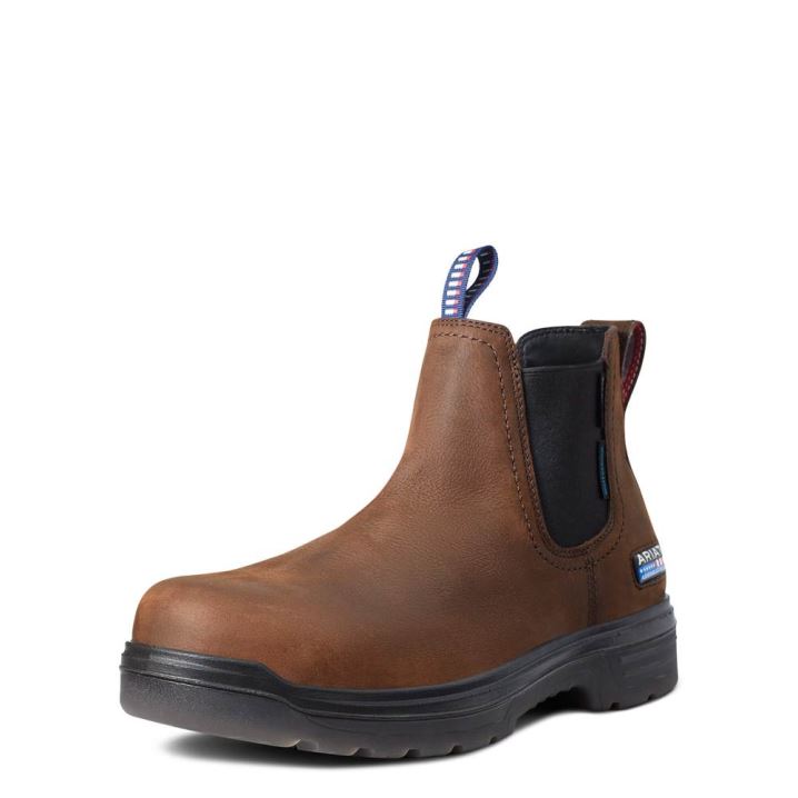 Ariat Turbo Chelsea USA Assembled Wasserdichte Carbon Kappe Arbeits Boot Braun | bc85YxrX