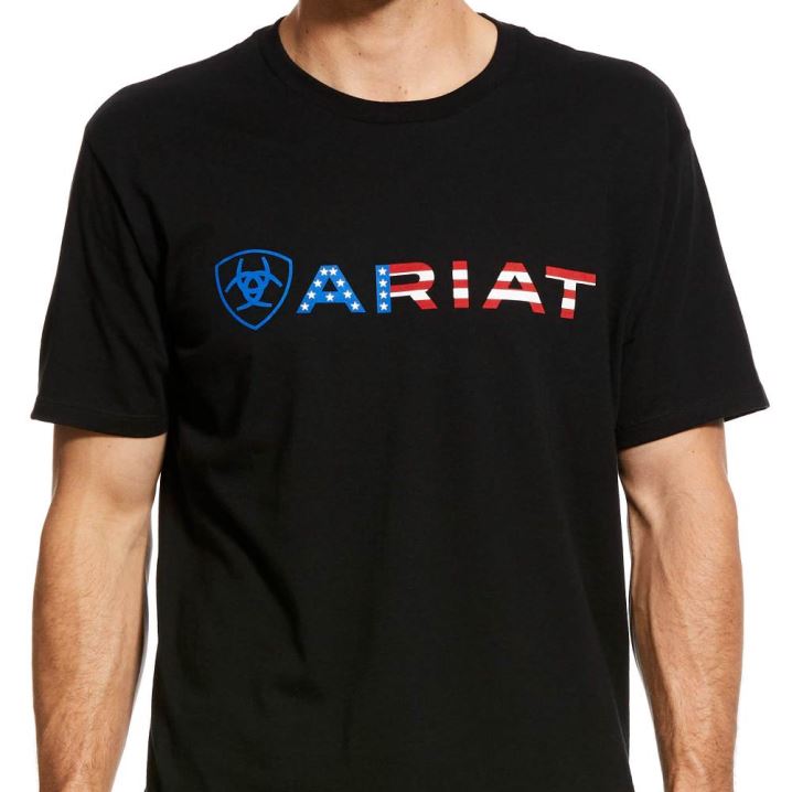 Ariat USA Wordmark T-Shirt Schwarz | ZO5ohTBr