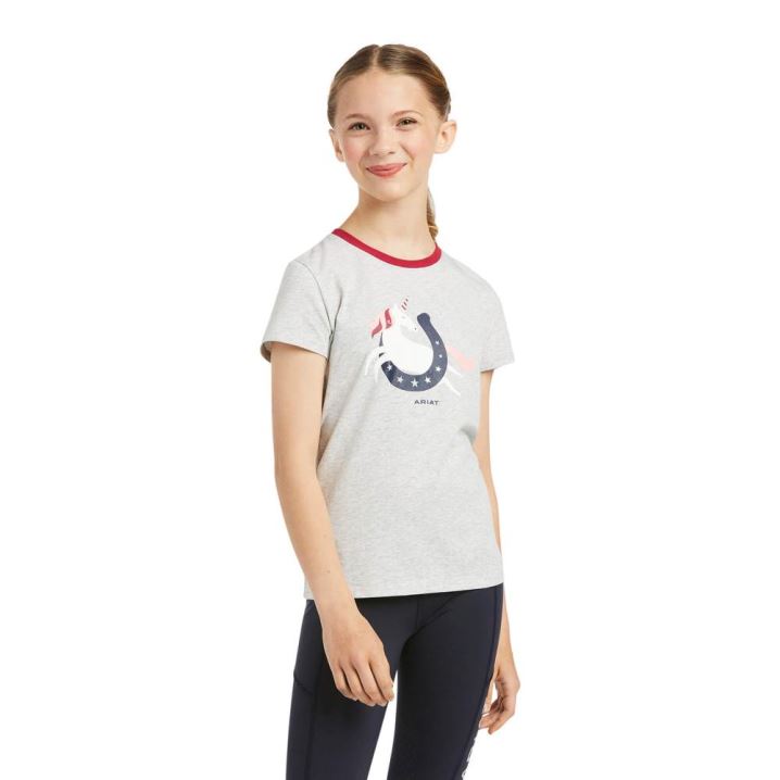 Ariat Unicorn Moon T-Shirt Grau | qz3IFpOA