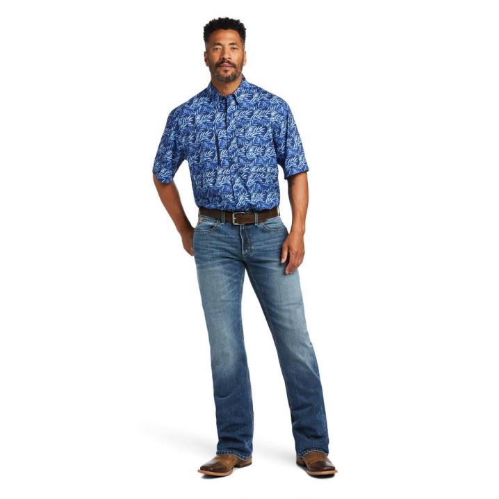 Ariat VentTEK Klassische Fit Shirt Blau | 6kcL4Q00