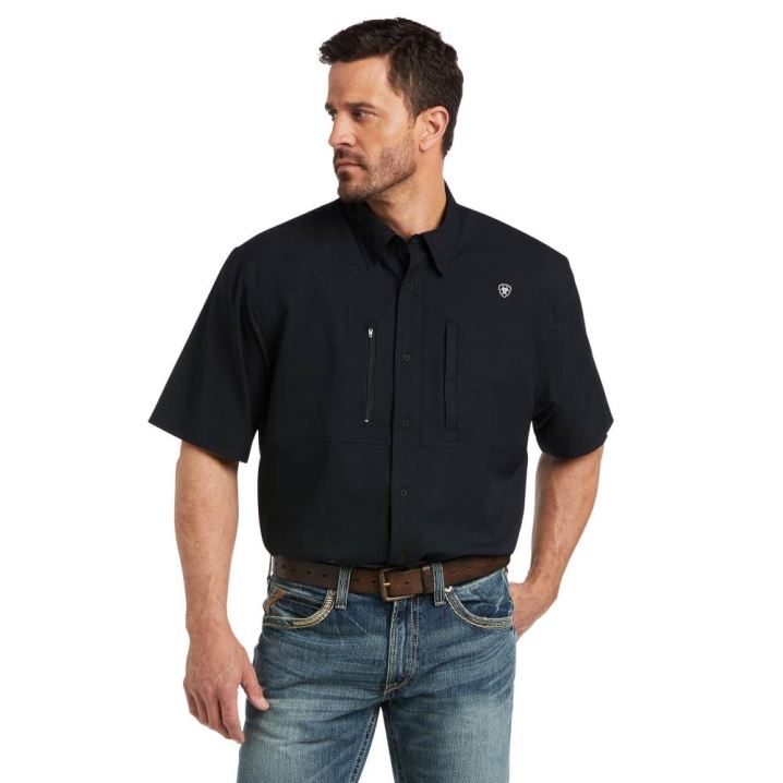 Ariat VentTEK Klassische Fit Shirt Schwarz | WGBa8Ank