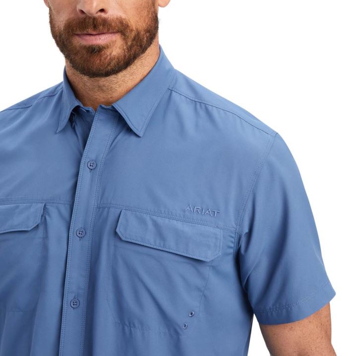 Ariat VentTEK Outbound Fitted Shirt Blau | ax3n2FfD