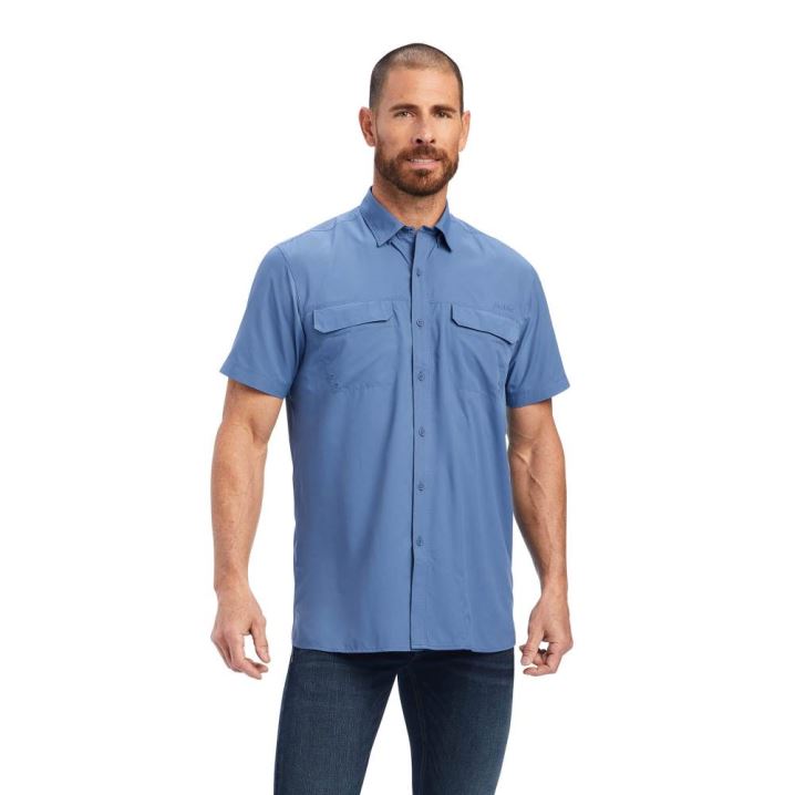 Ariat VentTEK Outbound Fitted Shirt Blau | ax3n2FfD