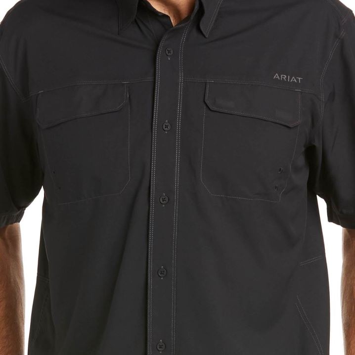 Ariat VentTEK Outbound Klassische Fit Shirt Schwarz | PMKbLjZp