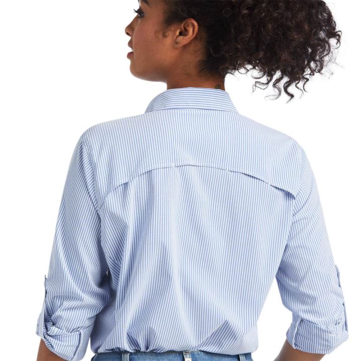 Ariat VentTEK Stretch Shirt Weiß Blau | sa1tx0vu