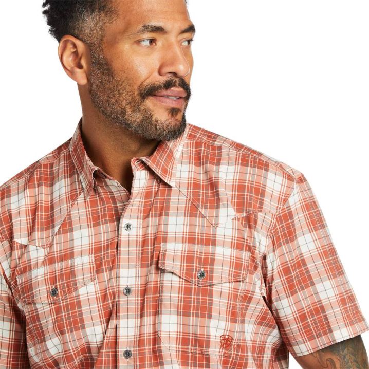 Ariat VentTEK Western Fitted Shirt Baked Clay Plaid | rvY7FGmH