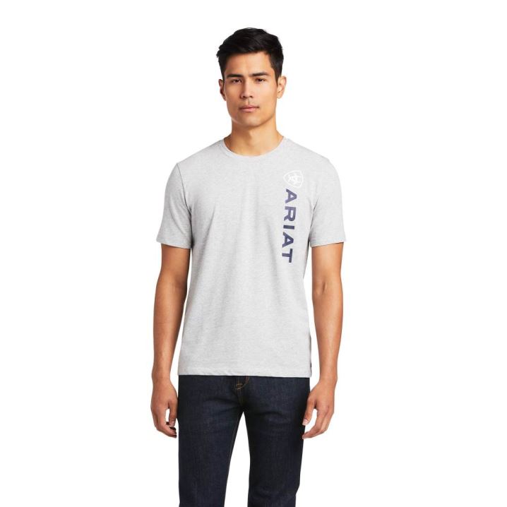 Ariat Vertical Logo T-Shirt Grau | k3Z2oNqI