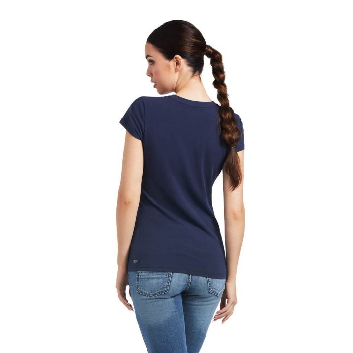 Ariat Vertical Logo T-Shirt Navy | nfz58KYG