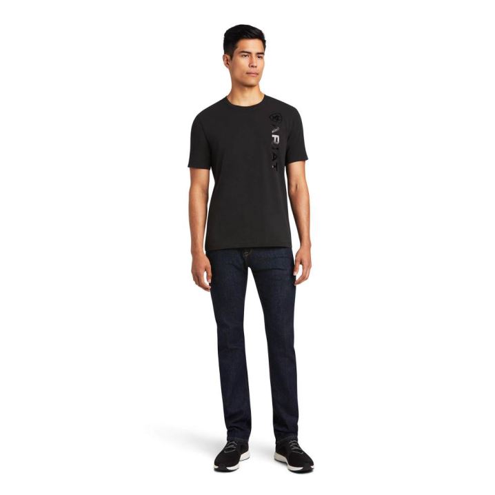 Ariat Vertical Logo T-Shirt Schwarz | 6jRoNl7j