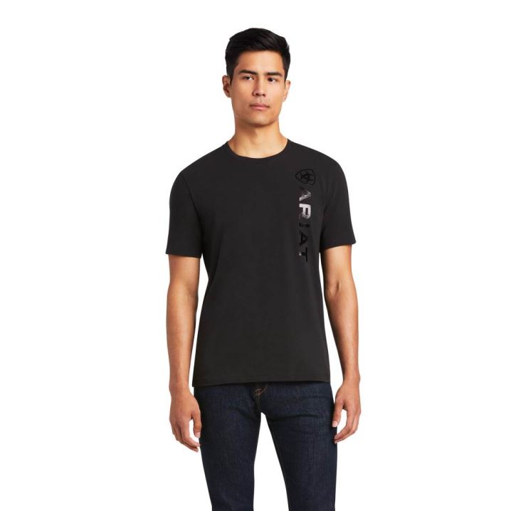 Ariat Vertical Logo T-Shirt Schwarz | 6jRoNl7j